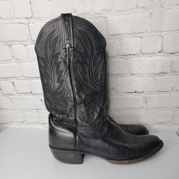 Men\'s Lucchese‎ Black Calf Leather Western Boots M1020 B4 Handcrafted Size 9.5 D main image 13